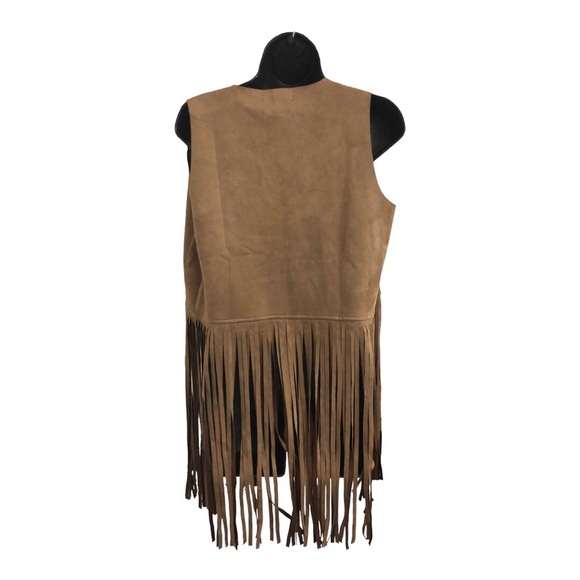 Sincerely‎ Jules suede boho western brown fringed open front vest size small - Picture 5 of 13